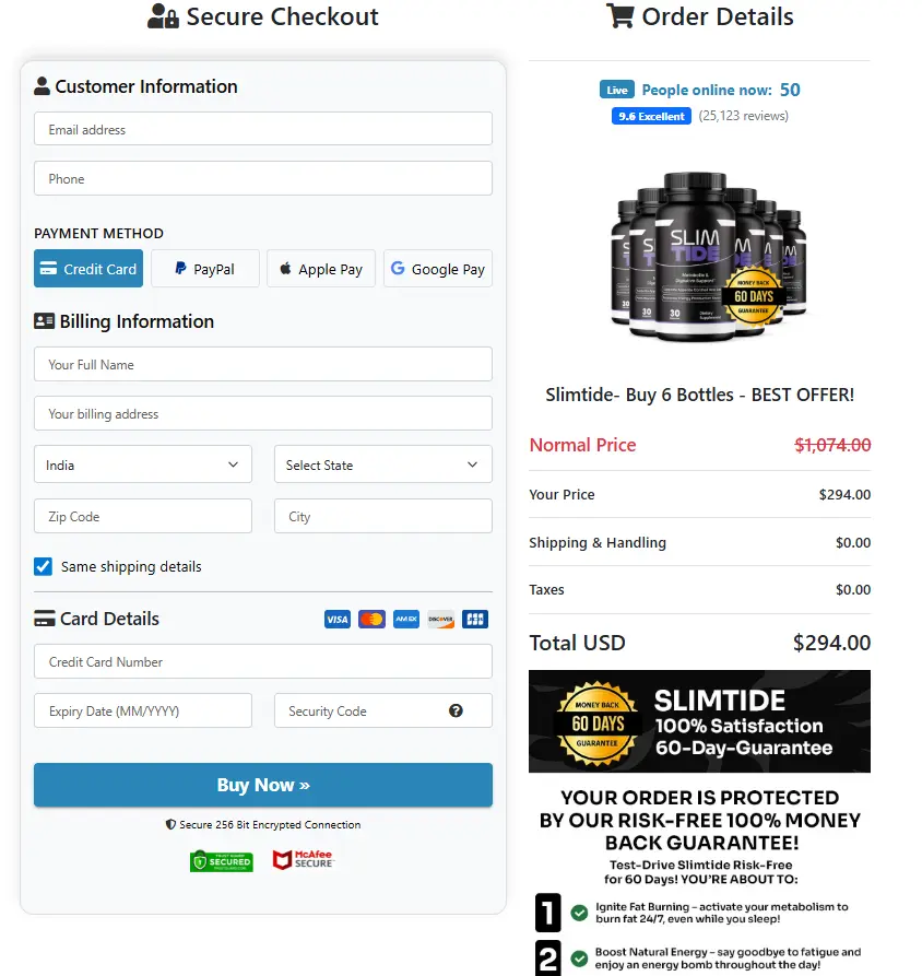 SlimTide Secure Checkout